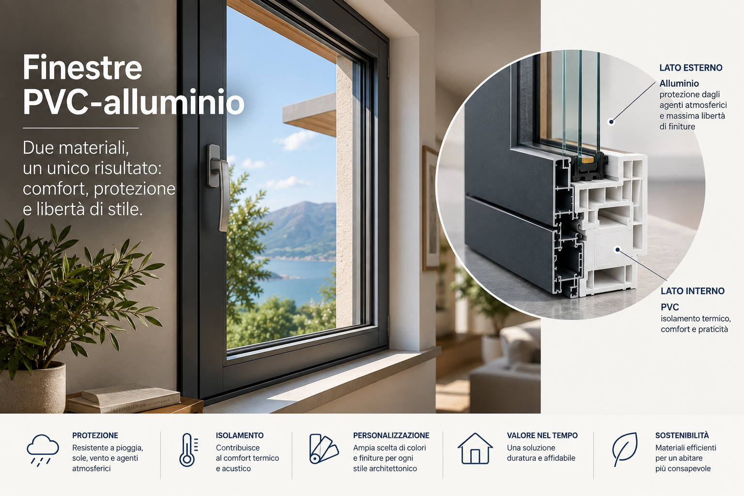**Testo alternativo (alt text):** `Finestra PVC-alluminio con dettaglio della struttura interna in PVC e del rivestimento esterno in alluminio`